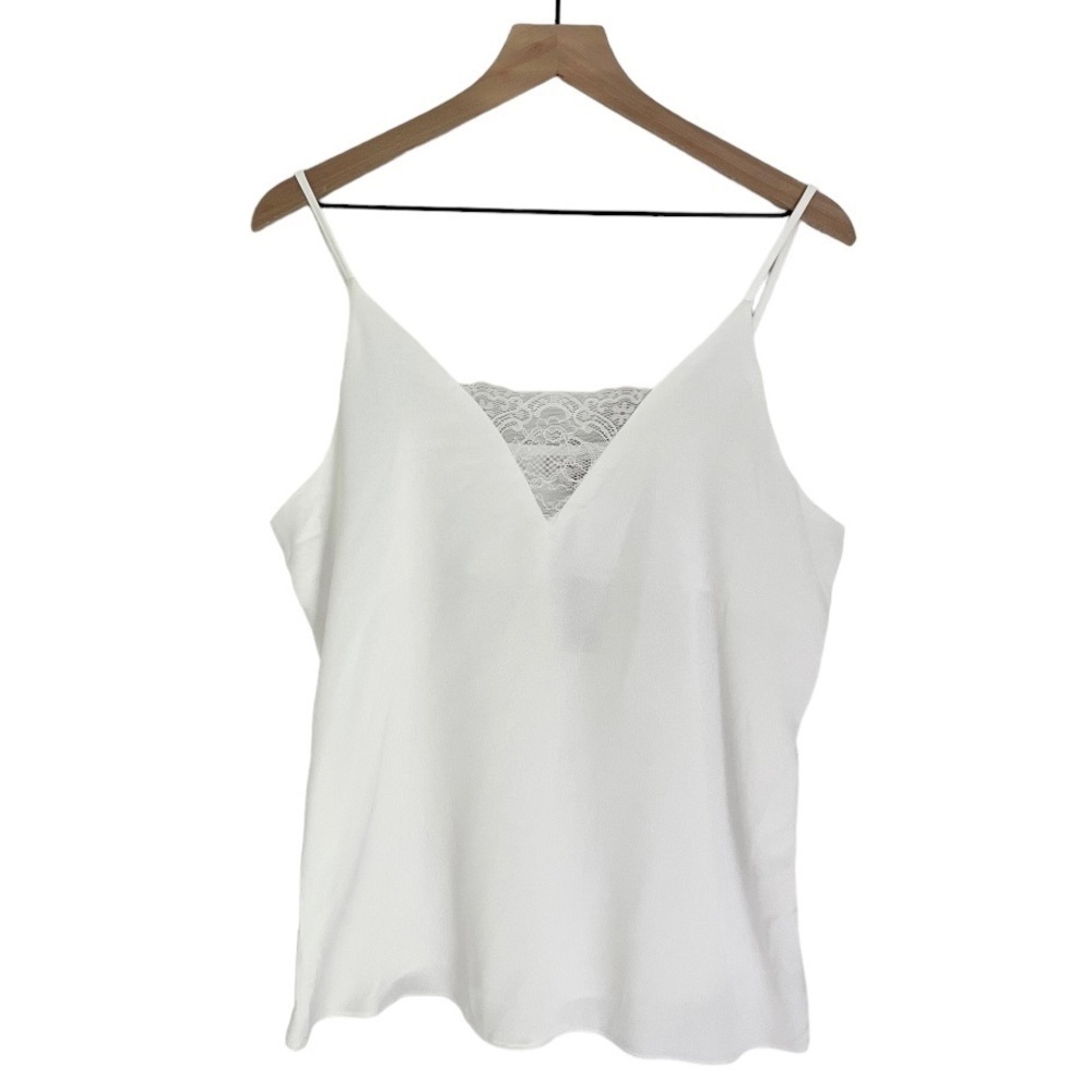 NWT River Island Women's Strappy Lace Insert Cami Tank‎ Top in White Size 8